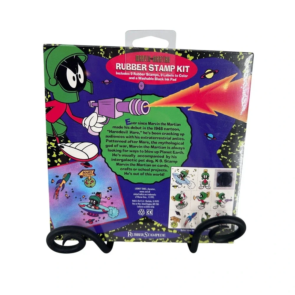 Vintage 1995 Looney Tunes Marvin the Martian Rubber Stamp Kit‎ NEW